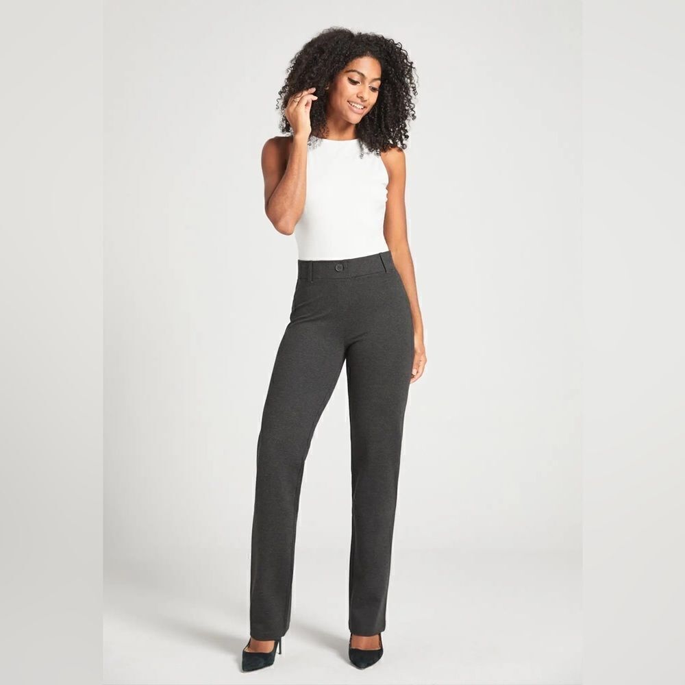 NWT BetaBrand Classic Dress Pant Yoga Pants Straight Leg Charcoal Medium Petite